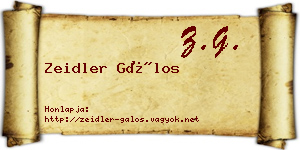 Zeidler Gálos névjegykártya